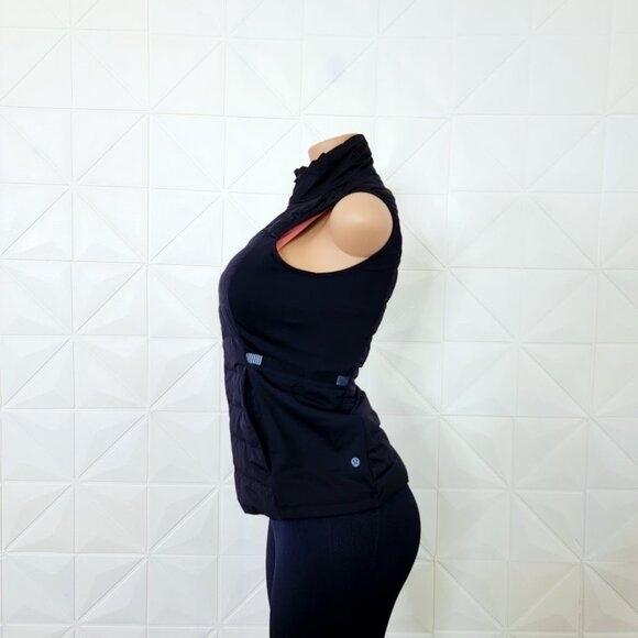 Lululemon Women's Black Down For It All Windproof Running Puffer Vest Size 6 - Picture 4 of 9